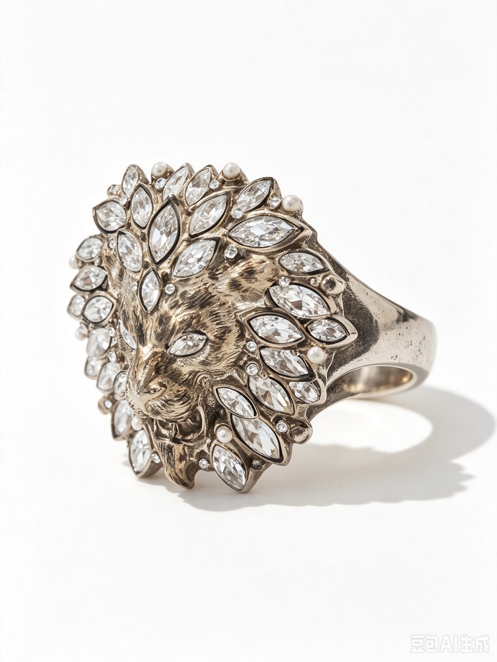 Chanel Lion Head Crystal Statement Ring - Women Jewelry - Picture 5 of 13